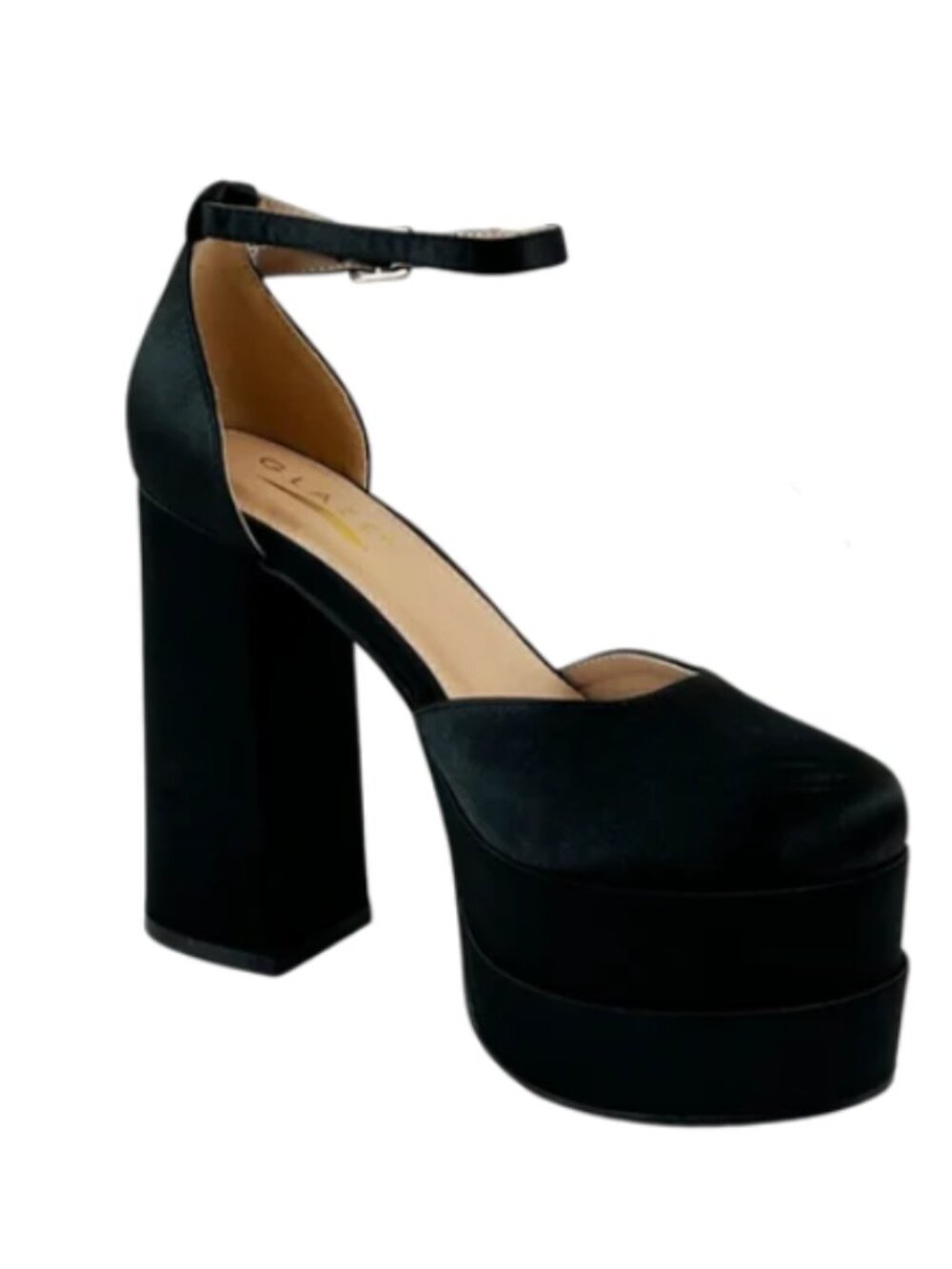 Glaze Platform satin heel.